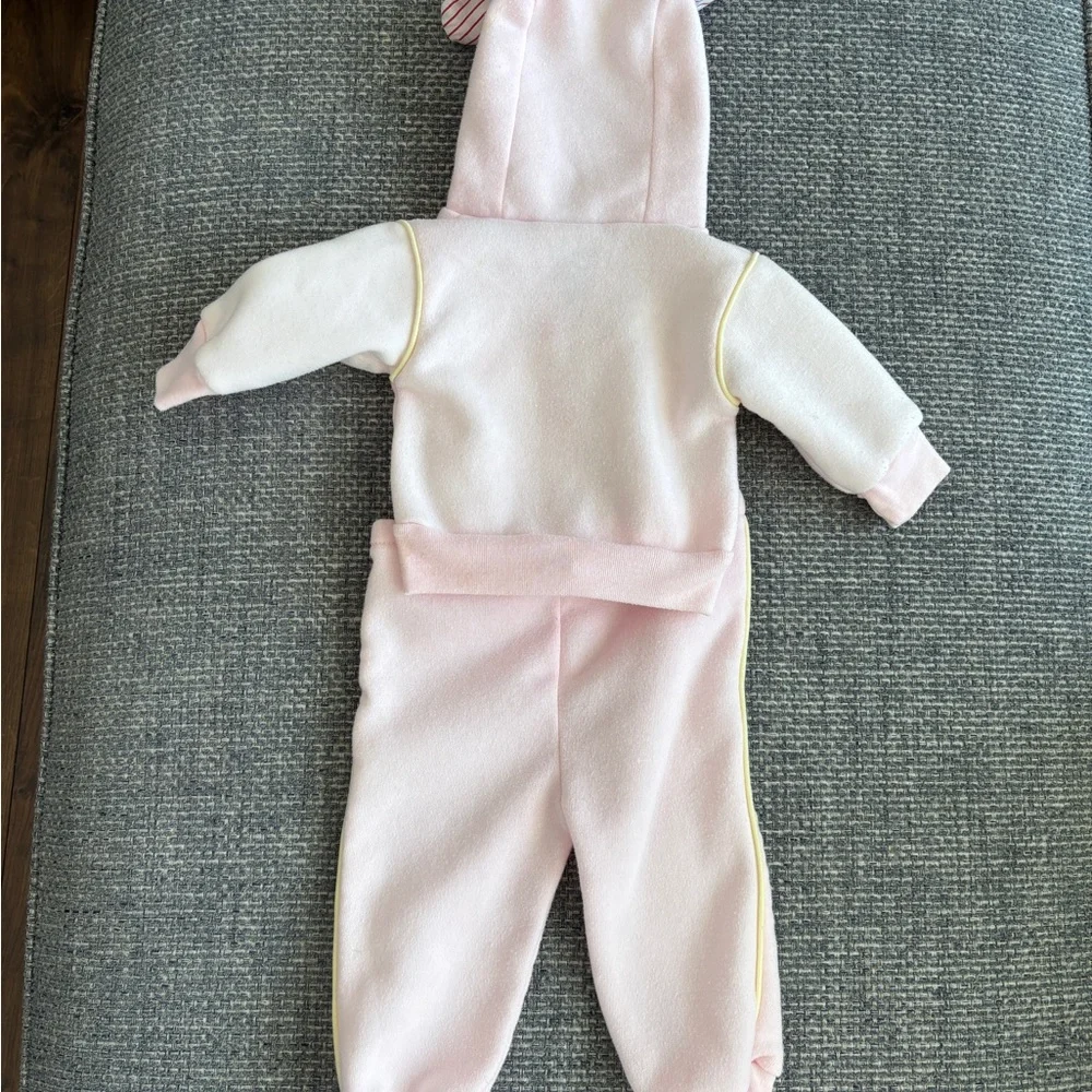 Vintage We Go Honeybear Hoodie Pants Set Pink Yellow 18 Months 1980s Baby Outfit